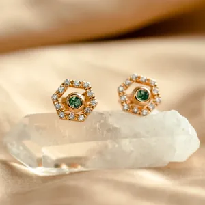 Náušnice KYLE s lab-grown diamanty a vyměnitelnými mechovými acháty