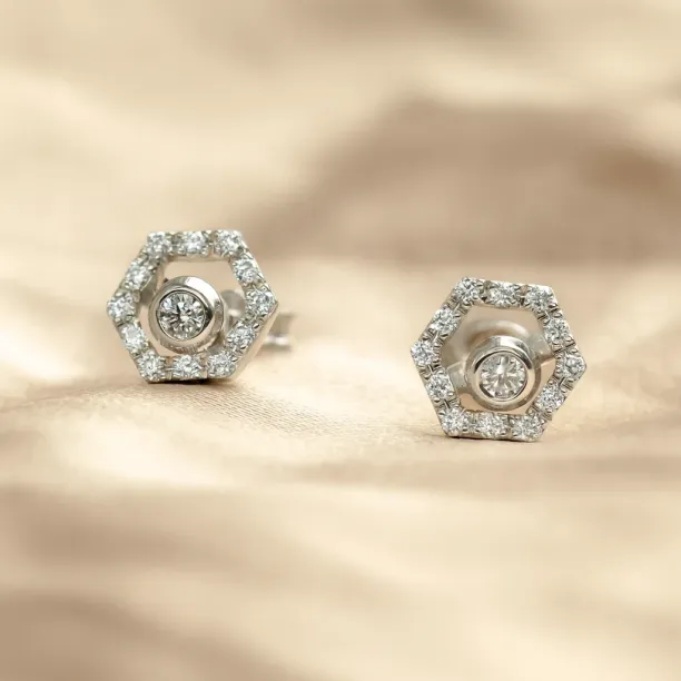 Náušnice KYLE s lab-grown diamanty v bílém zlatě a vyměnitelnými drahokamy