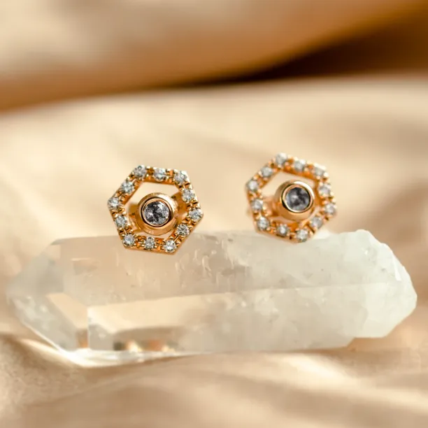 Náušnice KYLE s lab-grown diamanty a salt and pepper diamanty