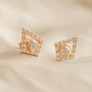 Pár náušnic JAY v kite tvaru ze 14K růžového zlata s laboratorními diamanty