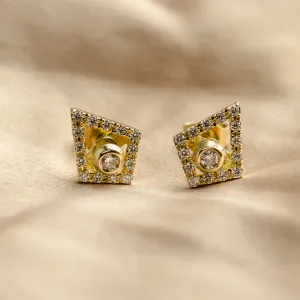 Kite náušnice JAY s laboratorními diamanty ve žlutém zlatě 14K