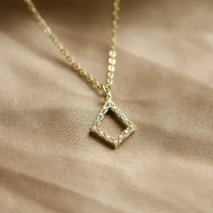 HEATHER gold necklace with lab-grown diamond kite pendant, angled close-up