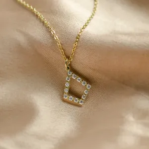 HEATHER gold necklace with lab-grown diamond kite pendant, detailed view