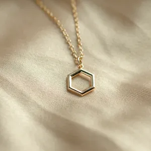 Gold hexagon necklace MEGAN Thumbnail