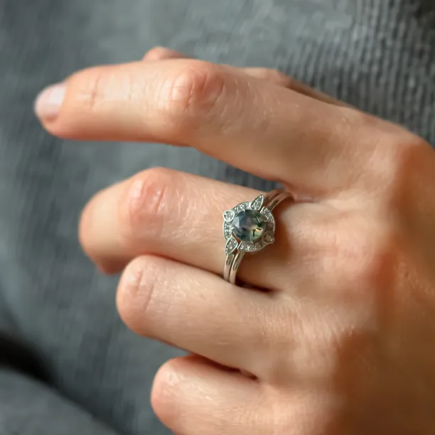 Zásnubní set s mechovým achátem a diamanty BRISTOL Image