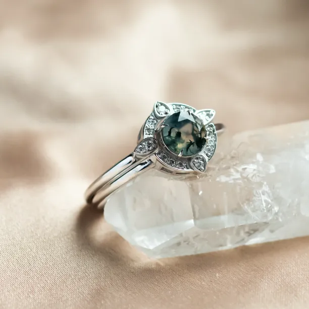 Zásnubní set s mechovým achátem a diamanty BRISTOL Image