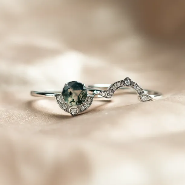 Zásnubní set s mechovým achátem a diamanty BRISTOL Image