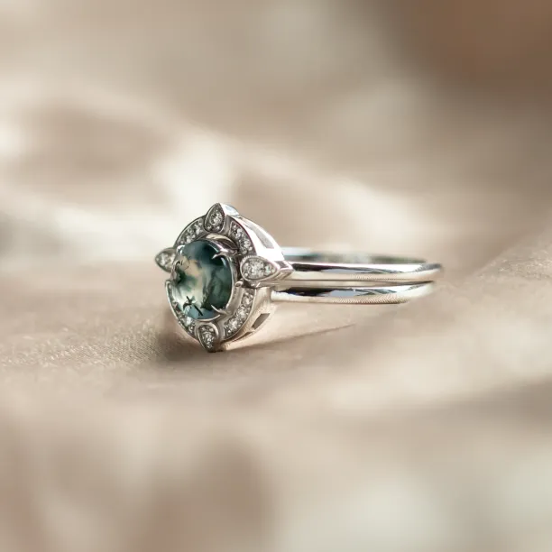 Zásnubní set s mechovým achátem a diamanty BRISTOL Image