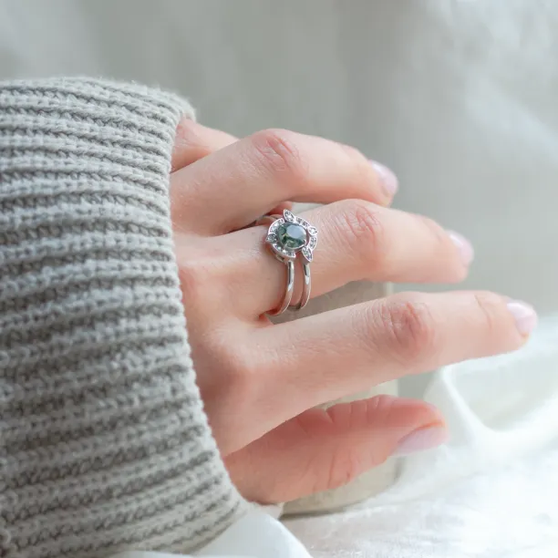 Zásnubní set s mechovým achátem a diamanty BRISTOL Image