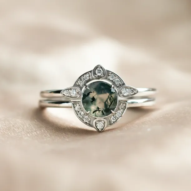 Zásnubní set s mechovým achátem a diamanty BRISTOL Image