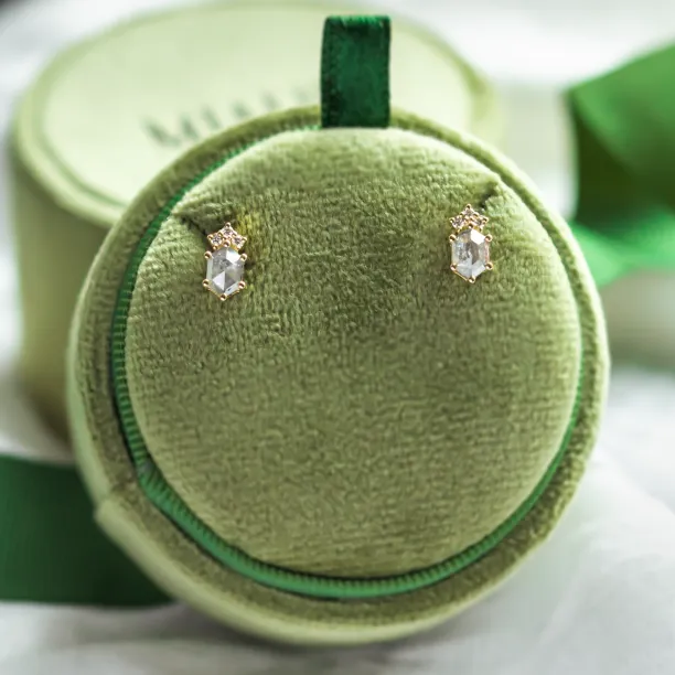 Pair of TERRA stud earrings with salt and pepper diamonds