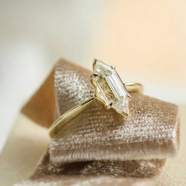Elongated hexagon cut moissanite engagement ring CATELYN