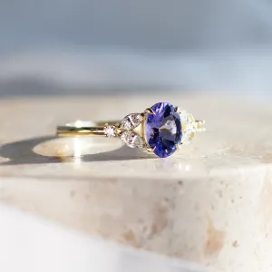 Oval tanzanite engagement ring FIORA
