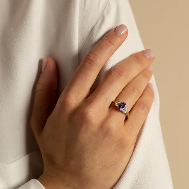 Oval tanzanite engagement ring FIORA