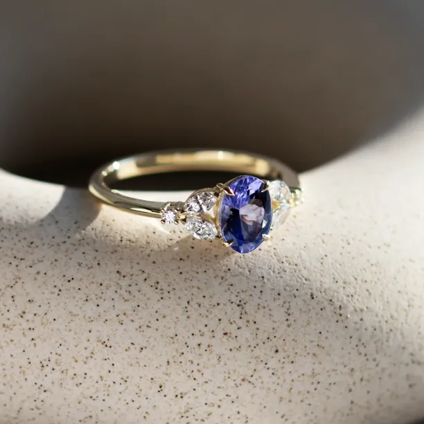 Oval tanzanite engagement ring FIORA