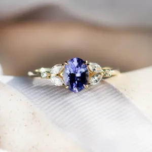 Oval tanzanite engagement ring FIORA