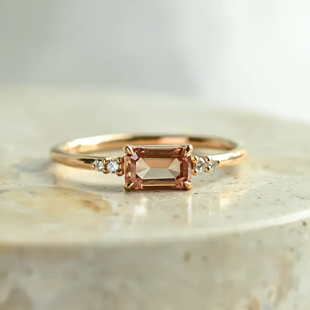 Zásnubní prsten ROSIE s růžovým lab grown diamantem a klasickými přírodními diamanty