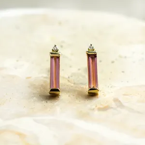 Pink sapphire and diamond stud earrings QUINN Thumbnail