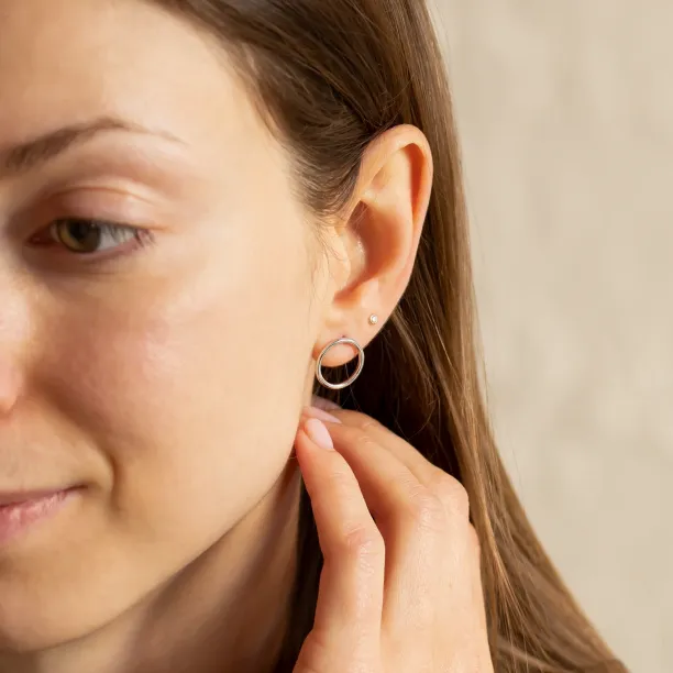Gold circle stud earrings KARMALL Image