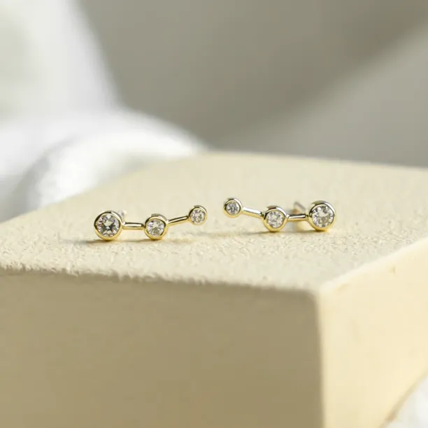 MARIAN minimalist diamond earrings shown as a pair