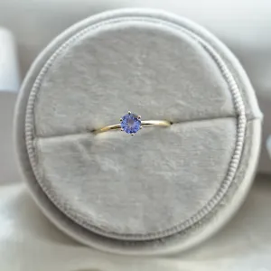 Top view of the TANJA engagement ring with tanzanite