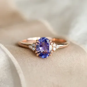 Vintage zlatý prsten BRIGHT s tanzanitem a diamanty