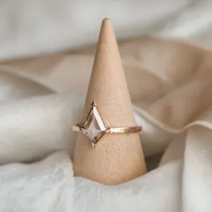 CASEY gold engagement ring with lab-grown salt and pepper kite-shaped diamond, full view