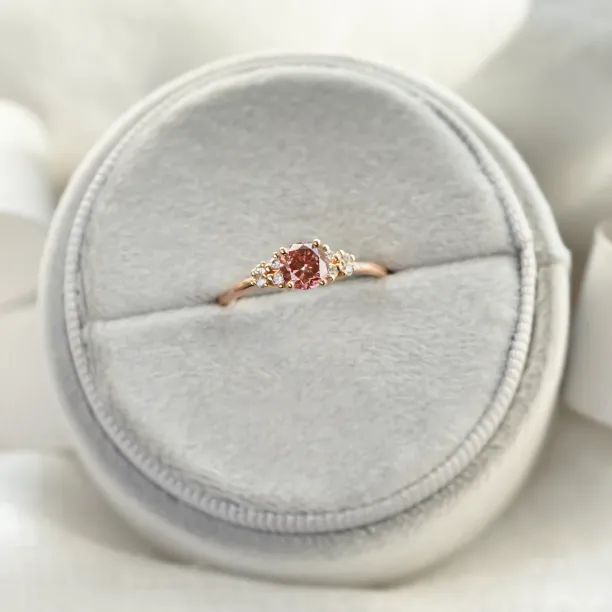 EDDY engagement ring with pink lab grown diamond shown from above