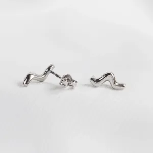 MIGNON wave earrings shown as a pair with one fastening visible