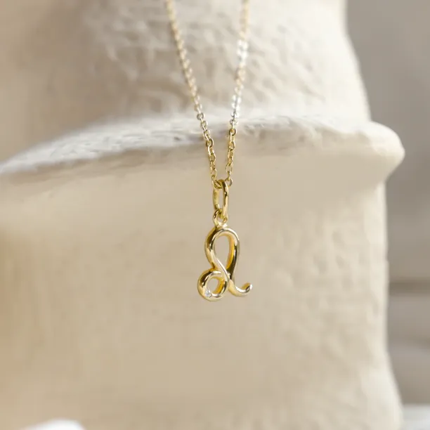 Close-up of the Leo zodiac pendant with diamond