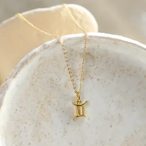 GEMINI diamond necklace with zodiac pendant, displayed in full