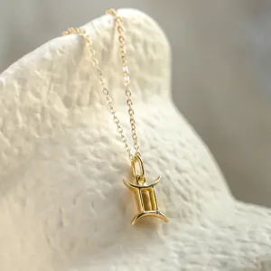 Close-up of the GEMINI diamond zodiac pendant and chain