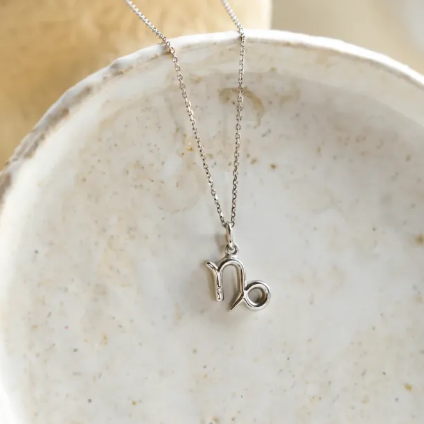 Gold diamond CAPRICORN pendant and chain in close-up