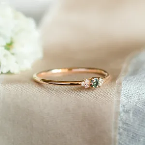 SABINE minimalist sapphire and diamond ring, angled view