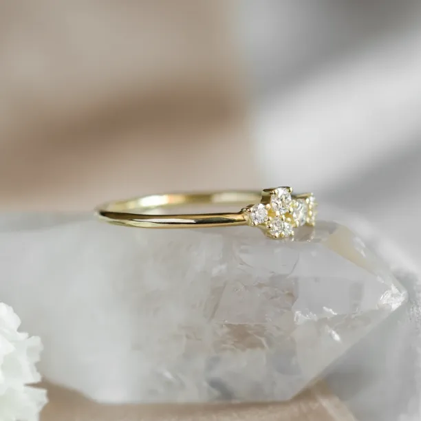 Gold cluster ring with natural or lab grown diamonds VENICE Image