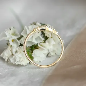 Back view of LUMI gold ring showing the inner band and gemstone settings