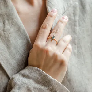 Minimalist moss agate ring HERMIONE Thumbnail