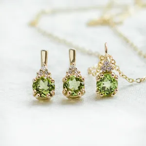 Set šperků s olivínem a diamanty VERDA