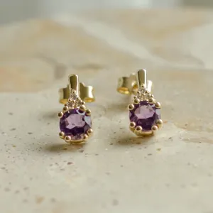 Zlaté náušnice s ametysty a diamanty CALLIE Thumbnail