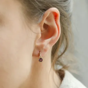 Zlaté náušnice s ametysty a diamanty CALLIE Thumbnail