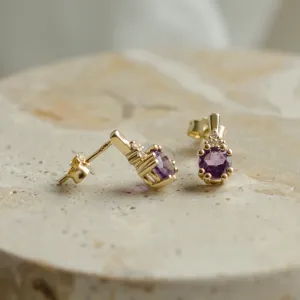 Zlaté náušnice s ametysty a diamanty CALLIE Thumbnail