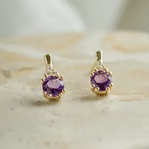 Zlaté náušnice s ametysty a diamanty CALLIE Thumbnail