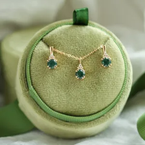Zlatá sada šperků TALIA s mechovým achátem a diamanty, náhrdelník a náušnice