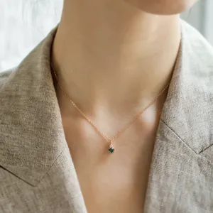 Gold moss agate and diamond pendant TALI Thumbnail