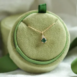 Gold moss agate and diamond pendant TALI Thumbnail