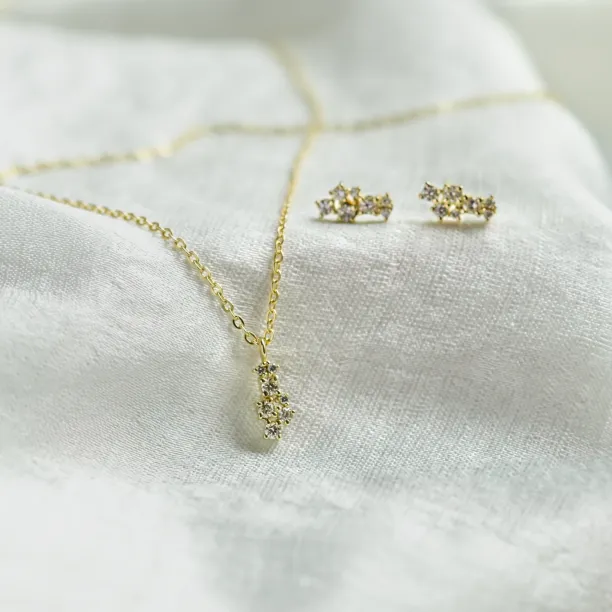 ELLY diamond jewellery set in yellow gold with pendant and earrings