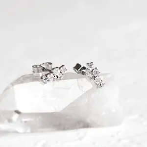 Close-up of diamond cluster earrings ELIN