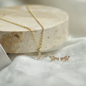 Diamond cluster earrings ELIN with a matching pendant