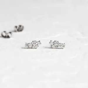 Close-up pair of diamond cluster earrings ELIN