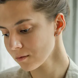 Gold earrings with asymmetrical sapphires and diamonds KAIA Thumbnail